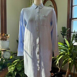 C&C California Blue Chambray Roll-up Button Sleeves Dress Size S
